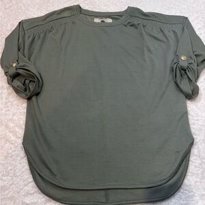 Cupio Sage Green Blouse with Buttoned Sleeves